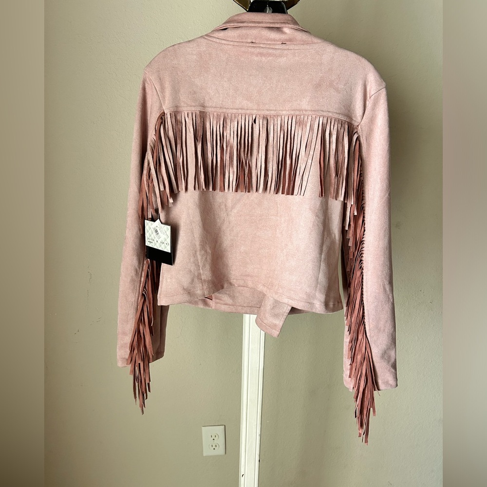 Pink Fringe Waisted Jacket by SoHo Apparel Size Large Young Adult NWT